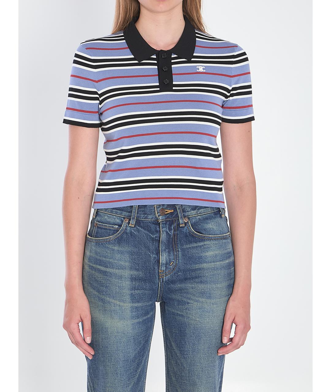 CELINE Голубая хлопковая футболка, фото 2