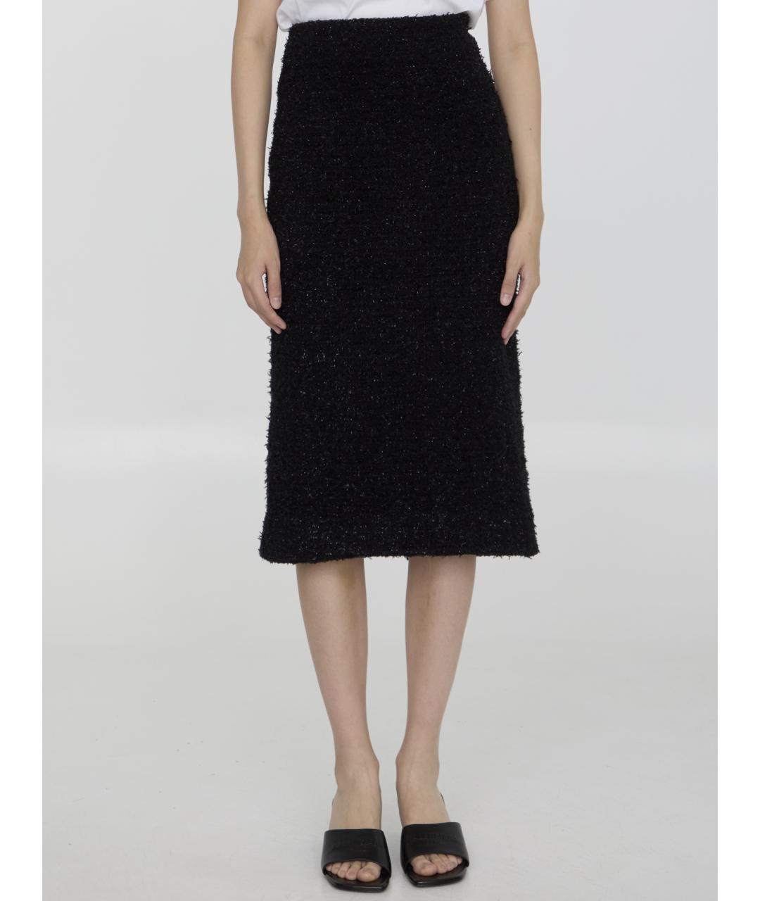 BALENCIAGA Черная хлопковая юбка миди, фото 2