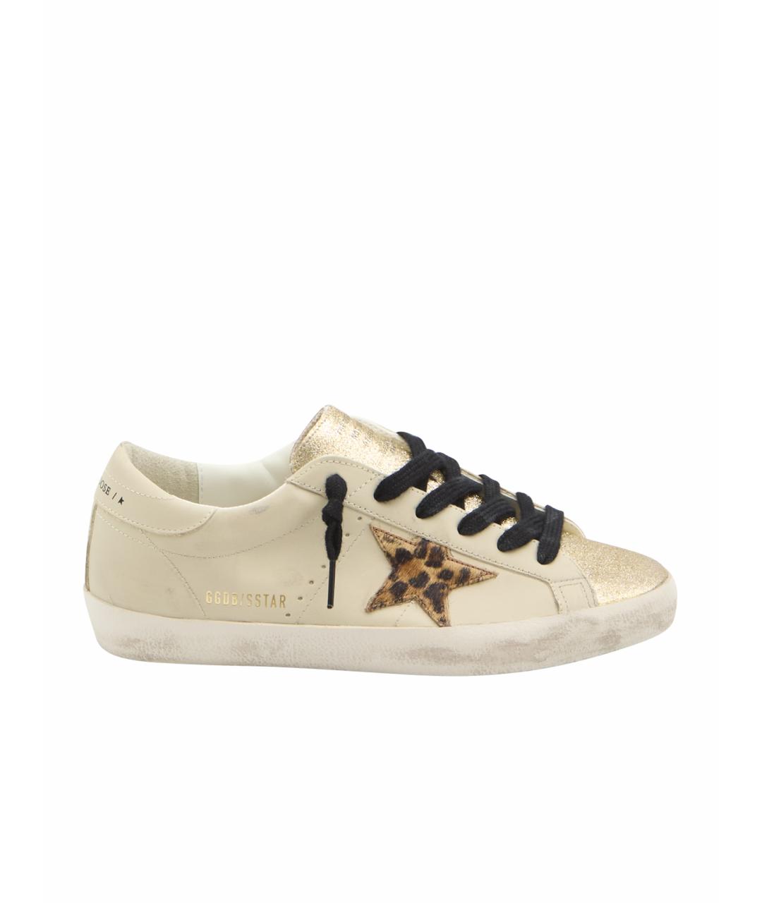 GOLDEN GOOSE DELUXE BRAND Бежевые кожаные кеды, фото 1