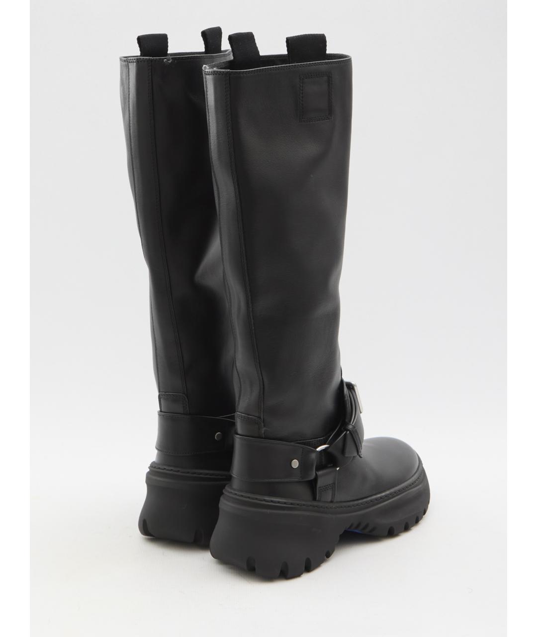 BURBERRY Черные кожаные сапоги, фото 3