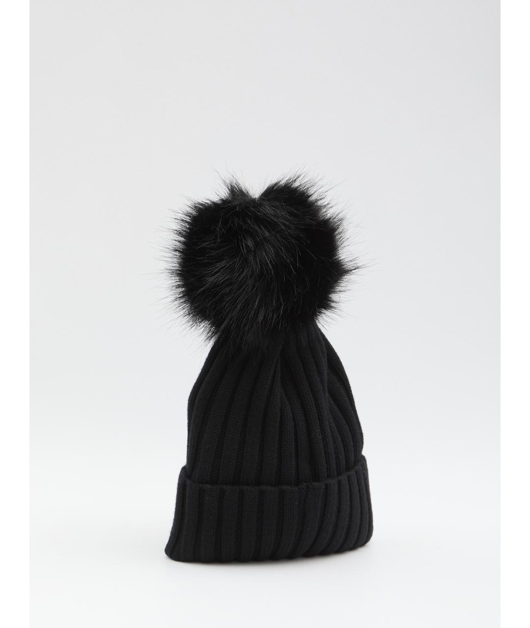 MONCLER Черная шерстяная шапка, фото 2