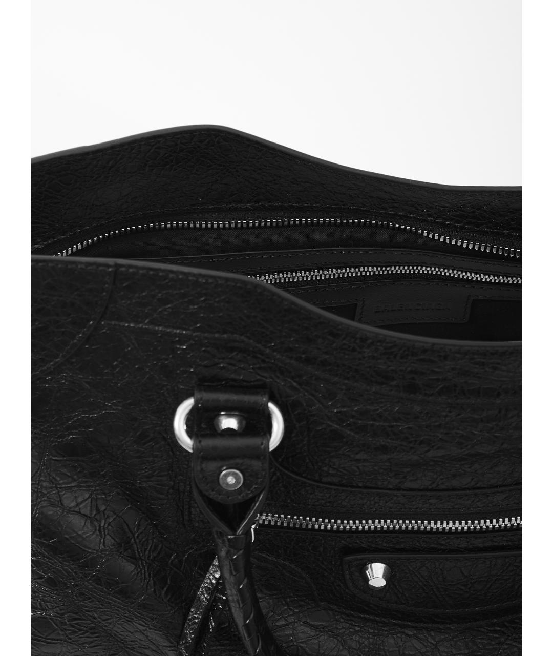 BALENCIAGA Черная кожаная сумка тоут, фото 5