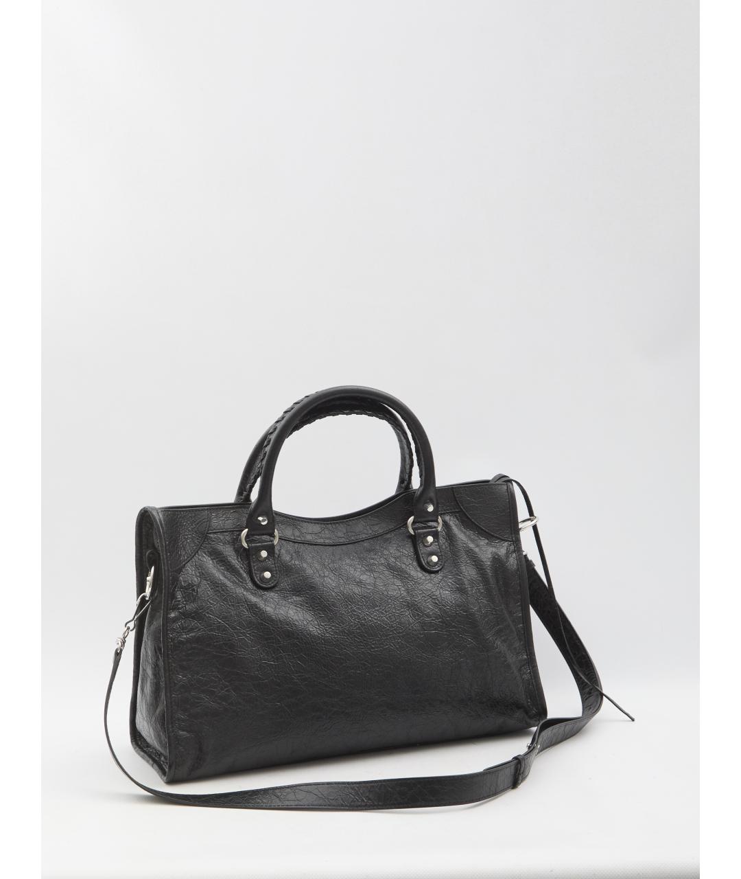 BALENCIAGA Черная кожаная сумка тоут, фото 3