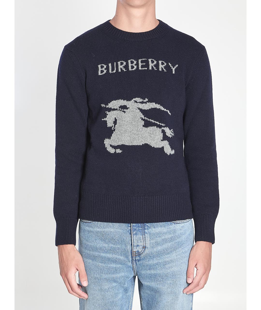 BURBERRY Синий шерстяной джемпер / свитер, фото 2