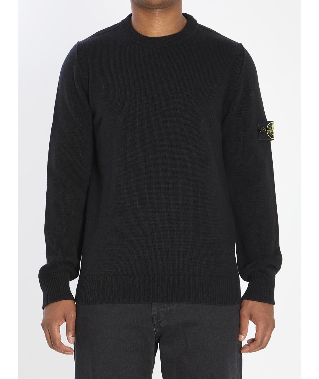 STONE ISLAND Черный шерстяной джемпер / свитер, фото 2