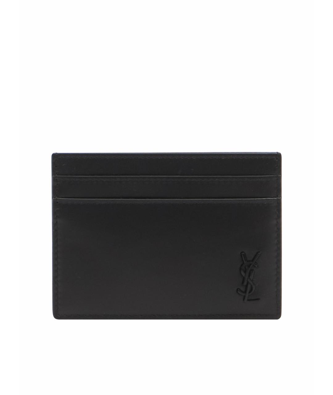 SAINT LAURENT Черный кожаный кардхолдер, фото 1