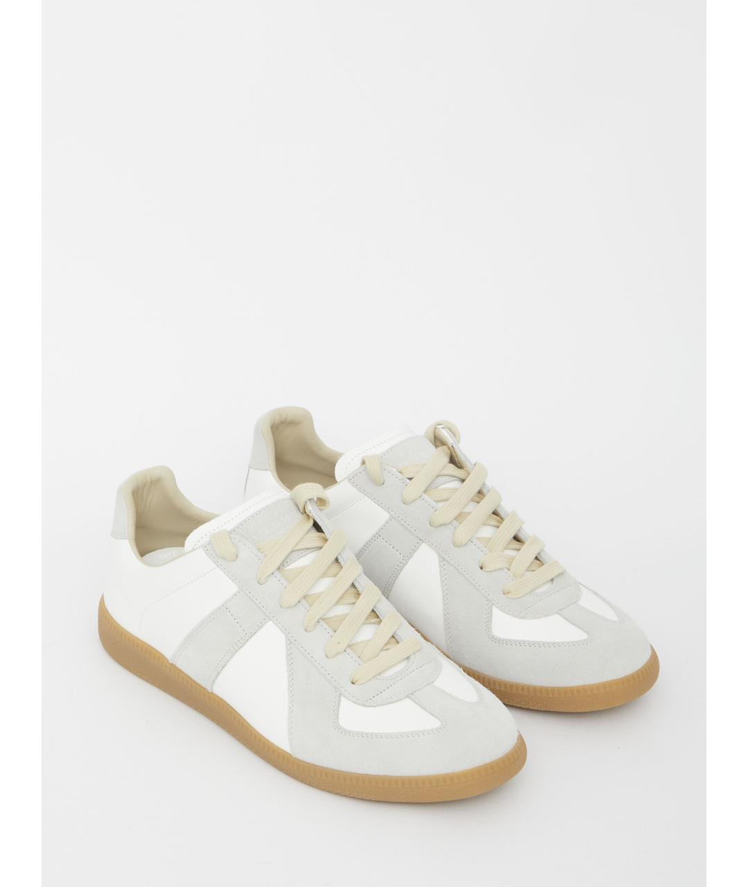 MAISON MARGIELA Белые кожаные низкие кроссовки / кеды, фото 5