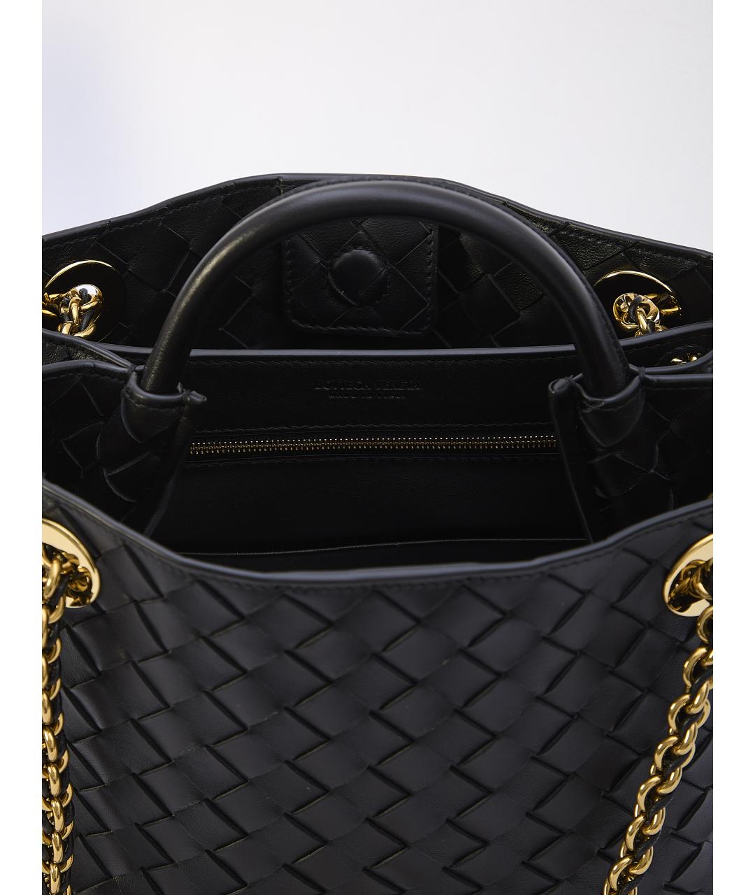 BOTTEGA VENETA Черная кожаная сумка тоут, фото 5