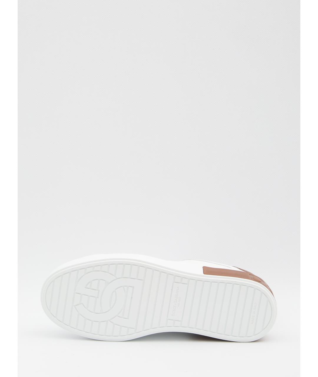 DOLCE&GABBANA Белые кожаные низкие кроссовки / кеды, фото 4