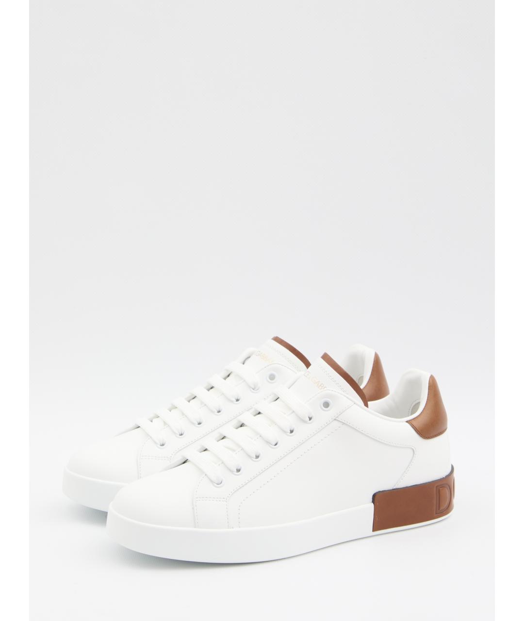 DOLCE&GABBANA Белые кожаные низкие кроссовки / кеды, фото 2