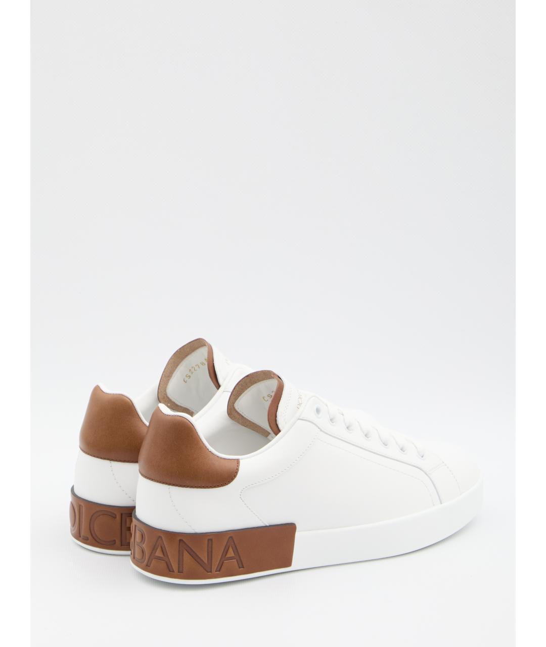 DOLCE&GABBANA Белые кожаные низкие кроссовки / кеды, фото 3