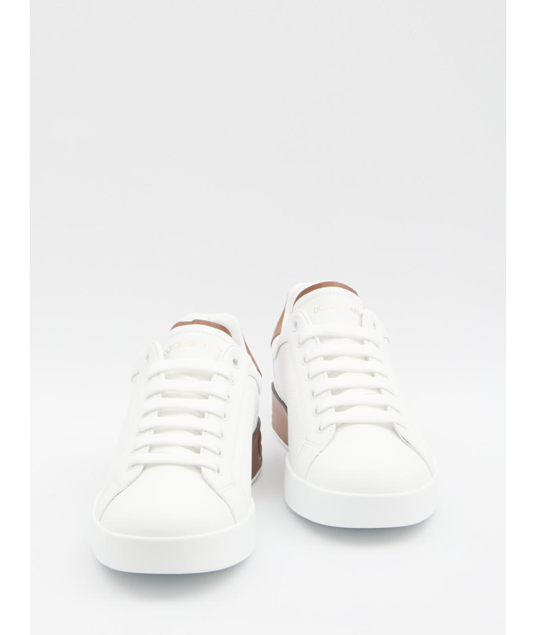 DOLCE&GABBANA Белые кожаные низкие кроссовки / кеды, фото 5