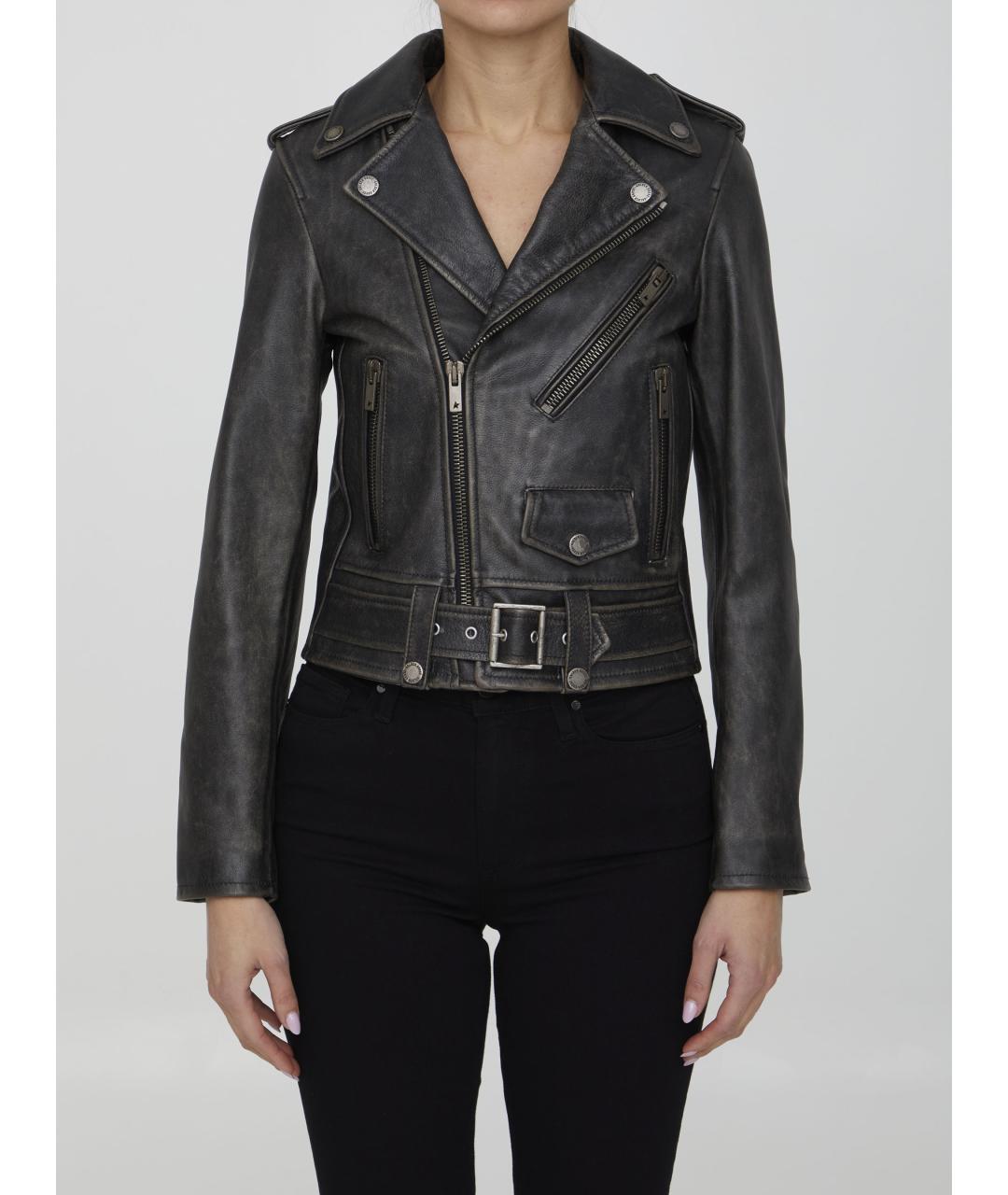 GOLDEN GOOSE DELUXE BRAND Черная кожаная куртка, фото 2