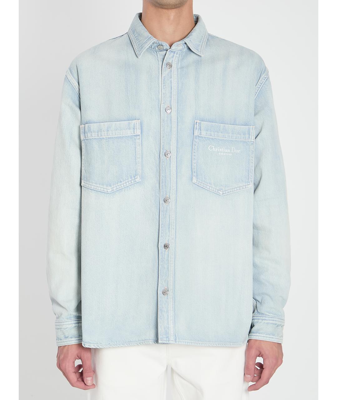 CHRISTIAN DIOR Голубая хлопковая кэжуал рубашка, фото 5