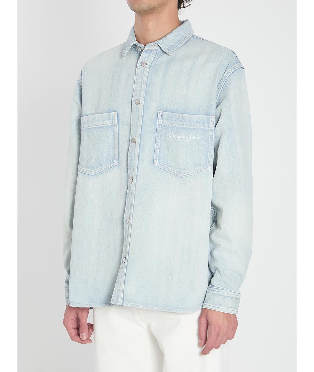 CHRISTIAN DIOR Голубая хлопковая кэжуал рубашка, фото 2