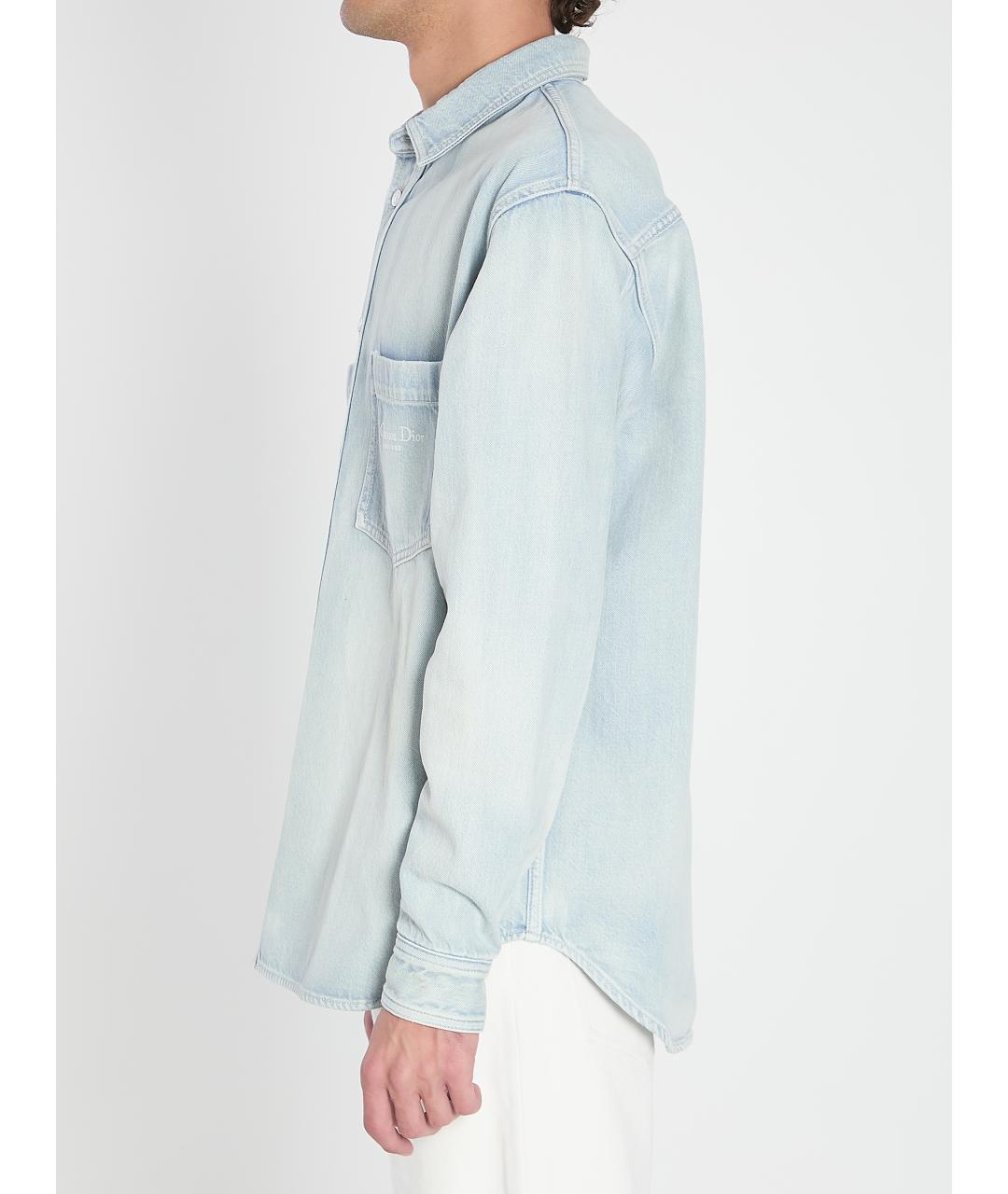 CHRISTIAN DIOR Голубая хлопковая кэжуал рубашка, фото 3