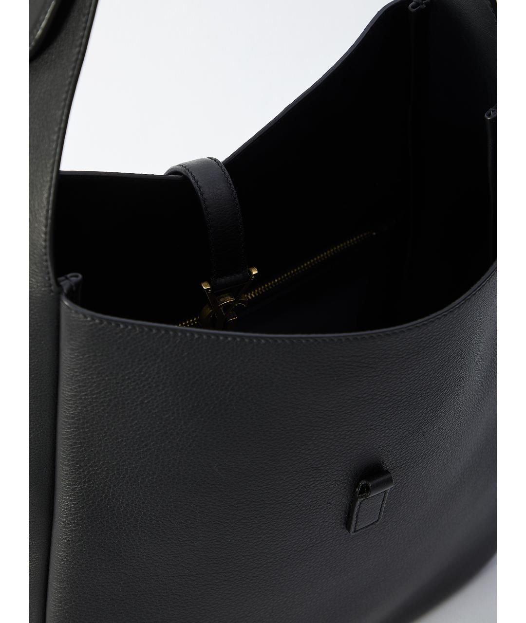 SAINT LAURENT Черная кожаная сумка тоут, фото 5