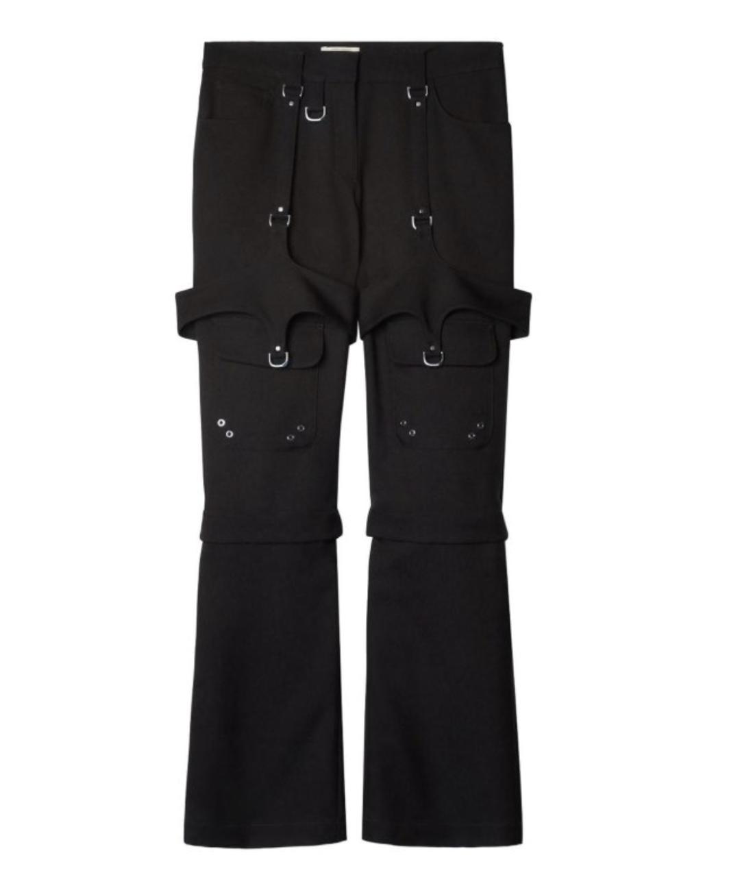 OFF-WHITE Черные полиэстеровые прямые брюки, фото 1