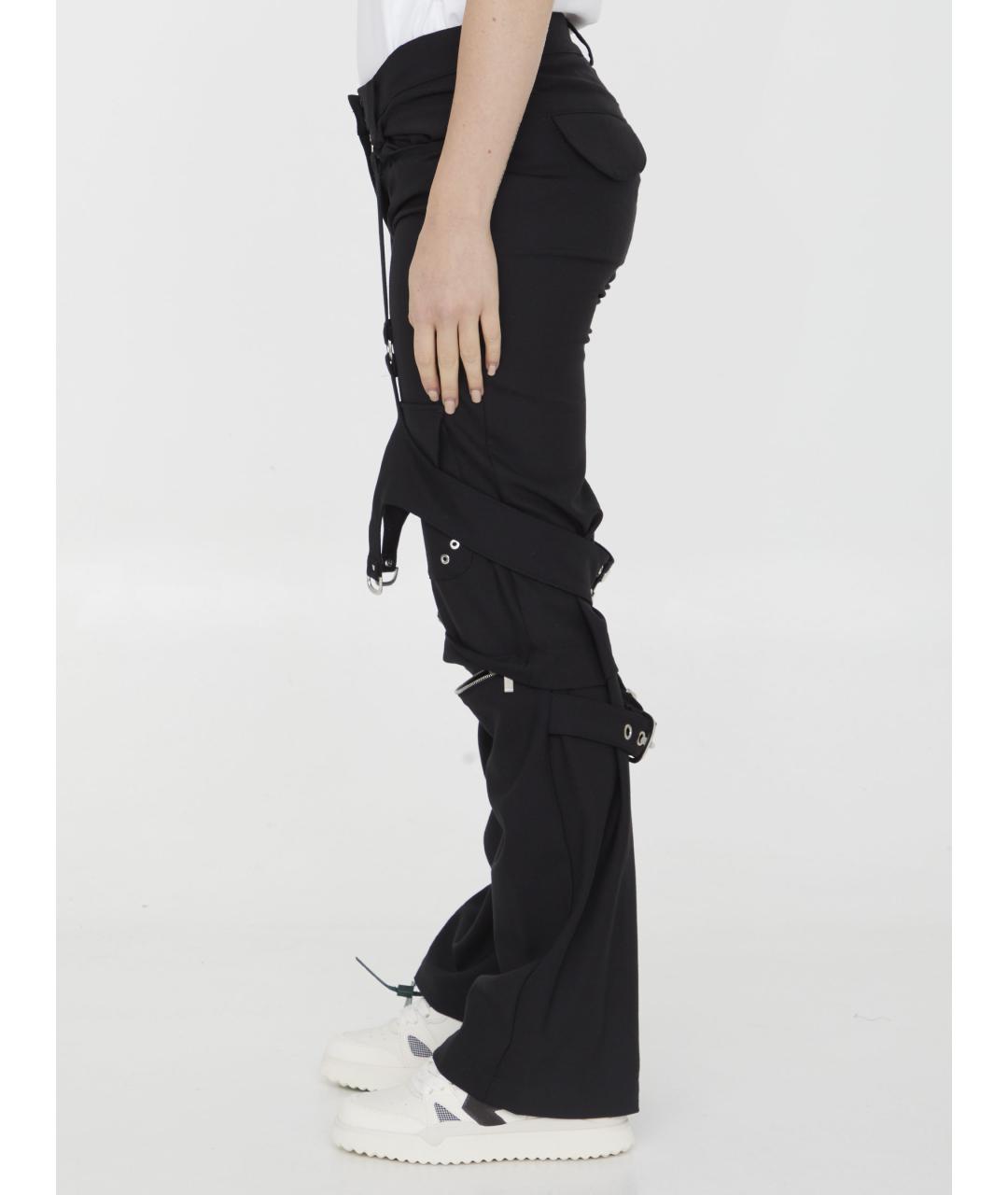 OFF-WHITE Черные полиэстеровые прямые брюки, фото 4
