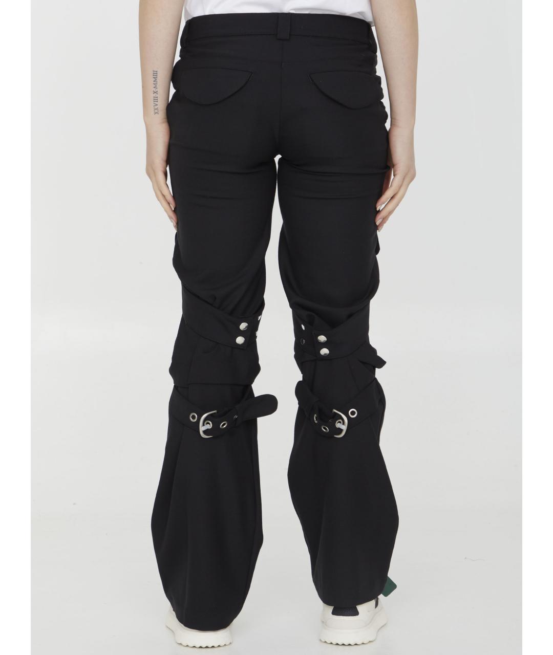 OFF-WHITE Черные полиэстеровые прямые брюки, фото 5