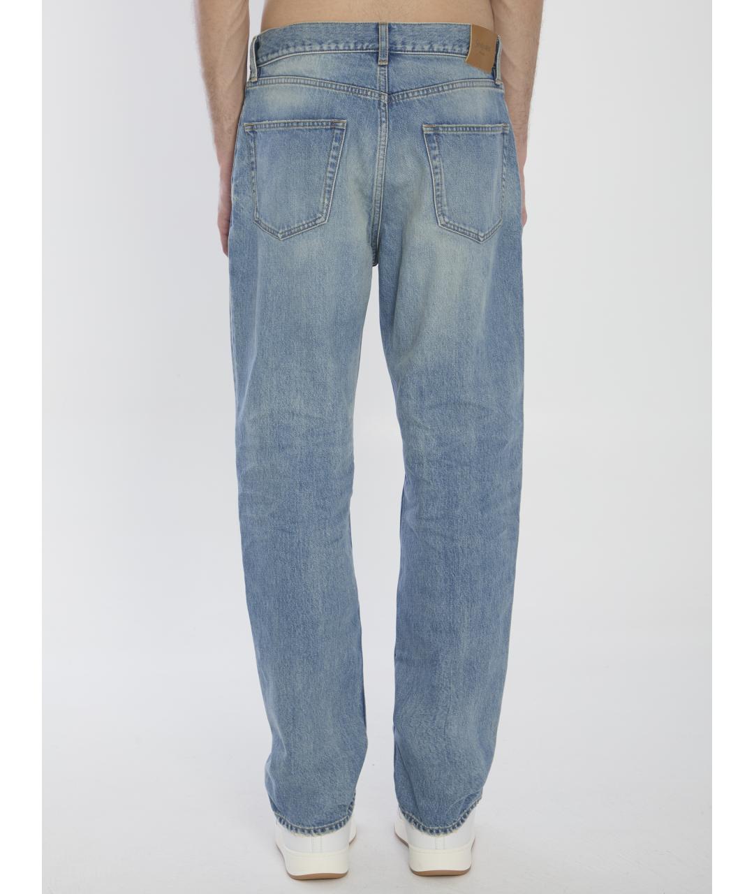 SAINT LAURENT Голубые хлопковые прямые джинсы, фото 5