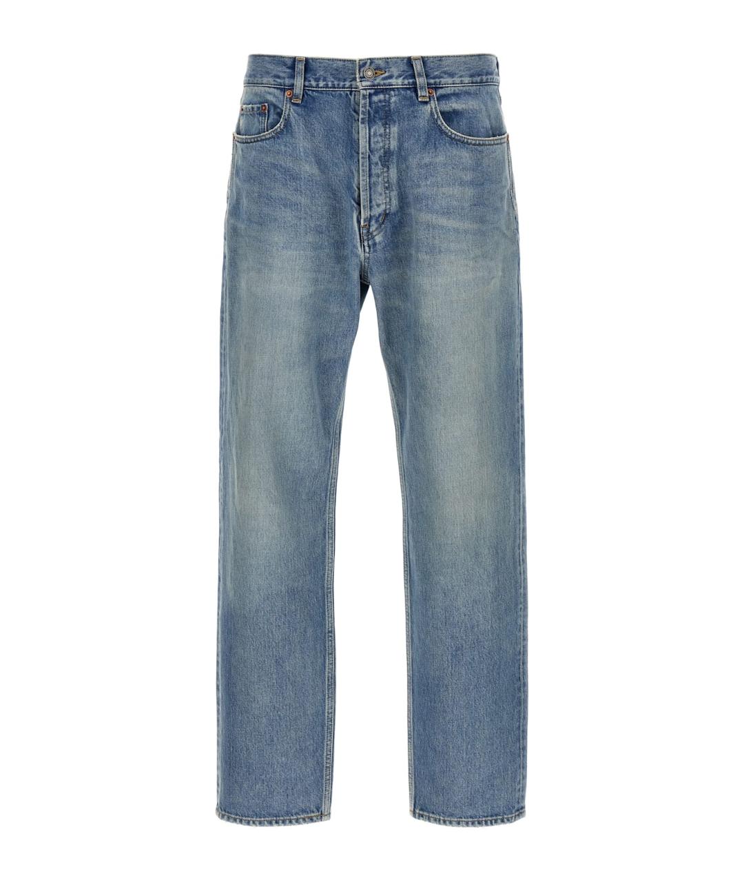 SAINT LAURENT Голубые хлопковые прямые джинсы, фото 1