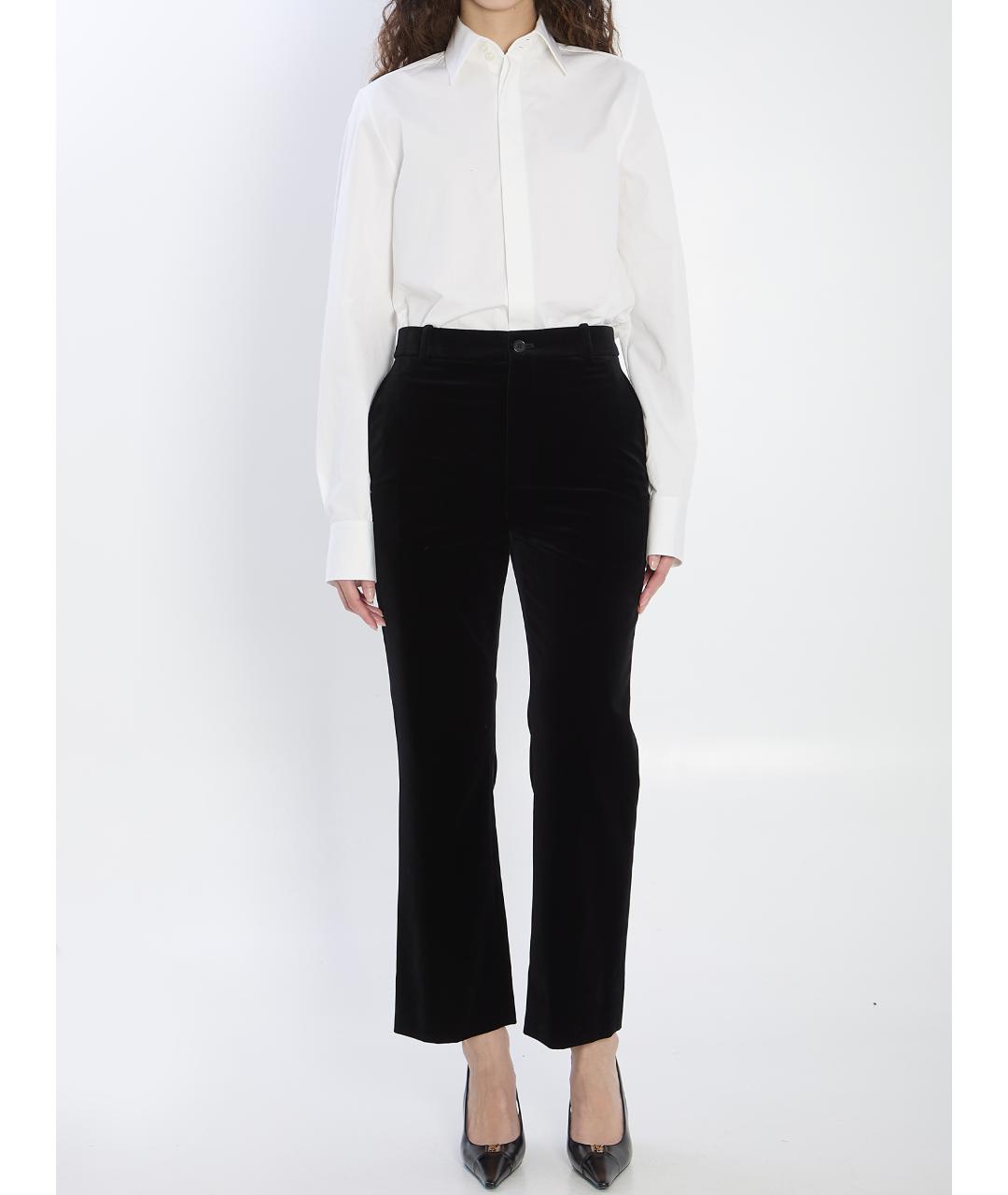SAINT LAURENT Черные хлопковые прямые брюки, фото 6
