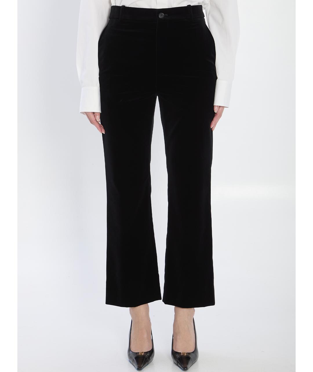 SAINT LAURENT Черные хлопковые прямые брюки, фото 2