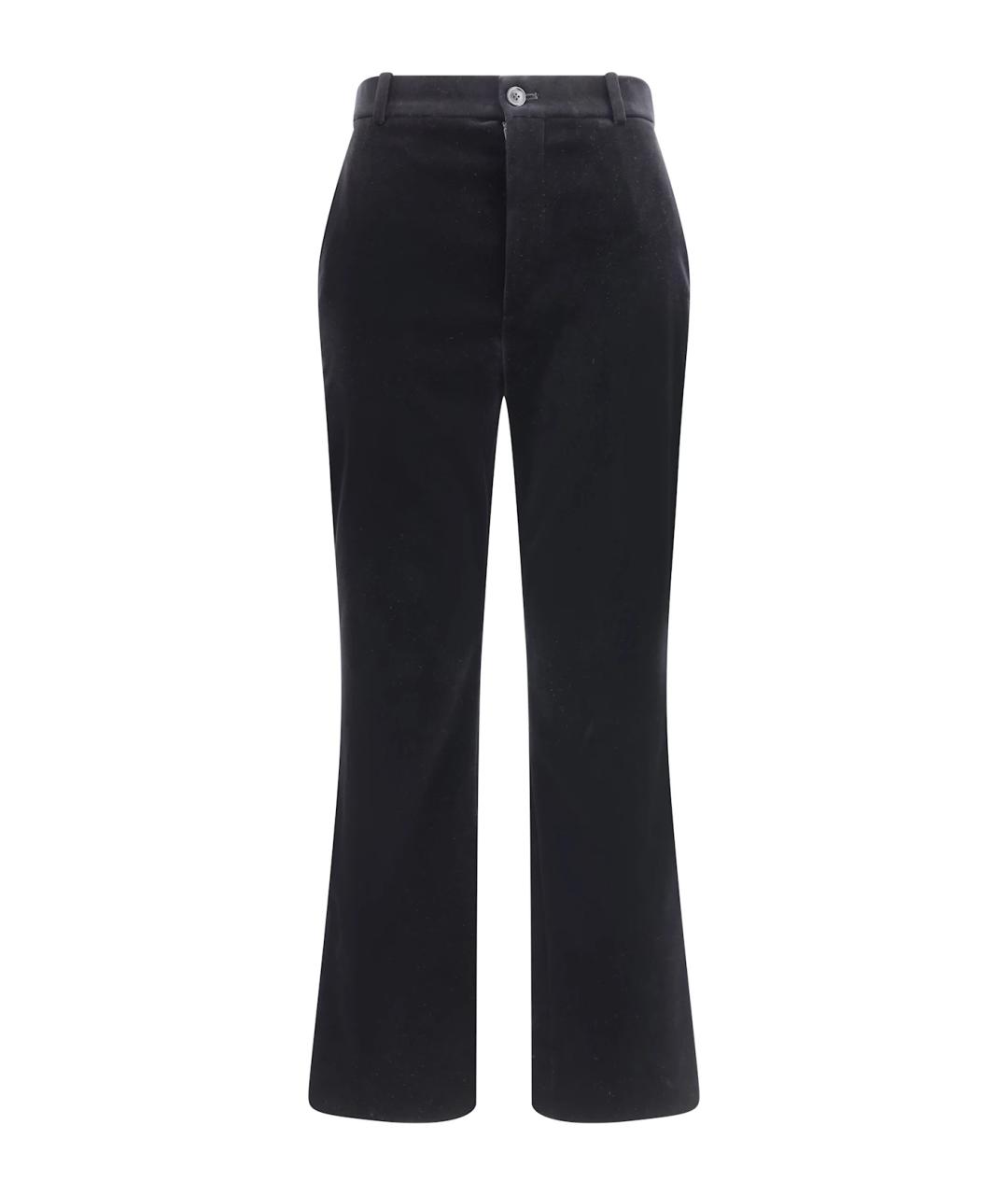 SAINT LAURENT Черные хлопковые прямые брюки, фото 1