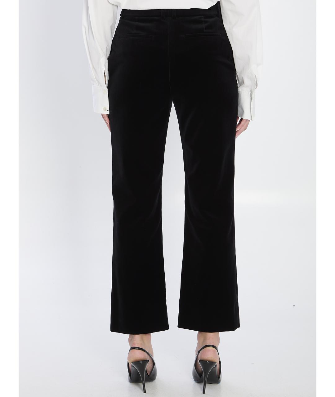 SAINT LAURENT Черные хлопковые прямые брюки, фото 5