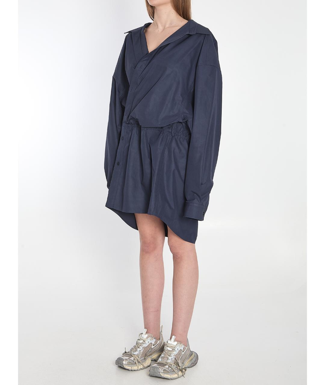 BALENCIAGA Синее хлопковое повседневное платье, фото 3