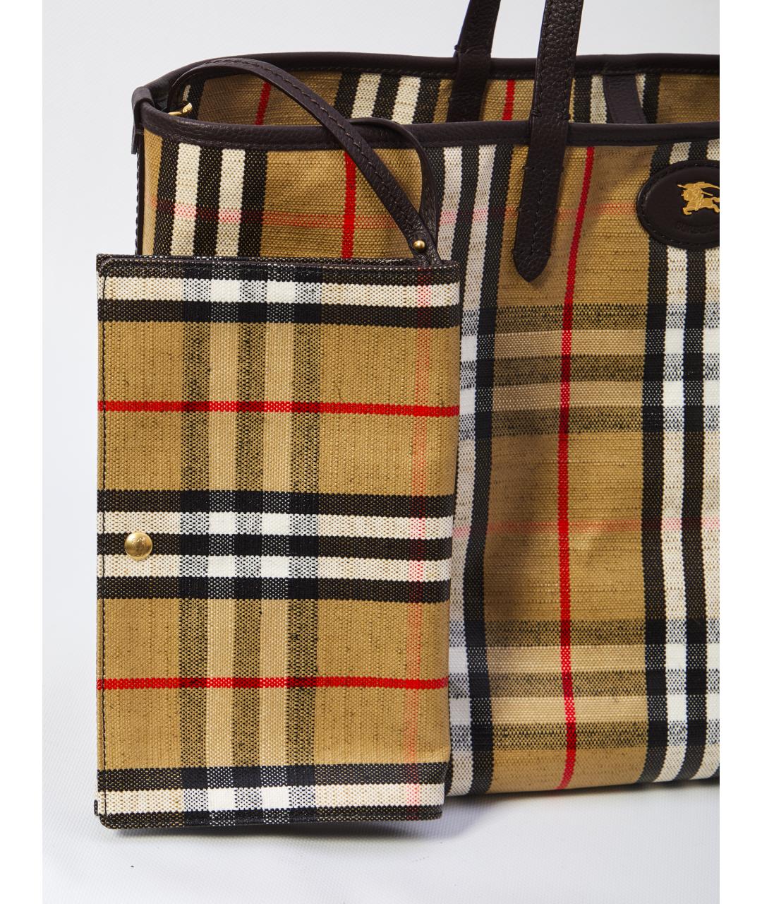 BURBERRY Бежевая хлопковая сумка тоут, фото 4