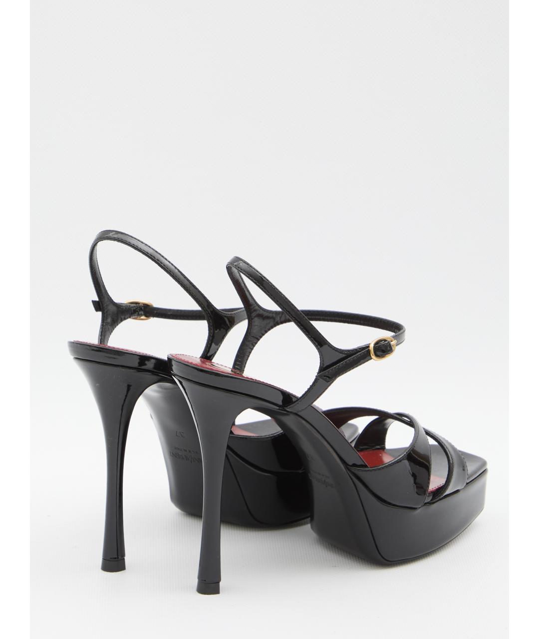 SAINT LAURENT Черные босоножки из лакированной кожи, фото 4