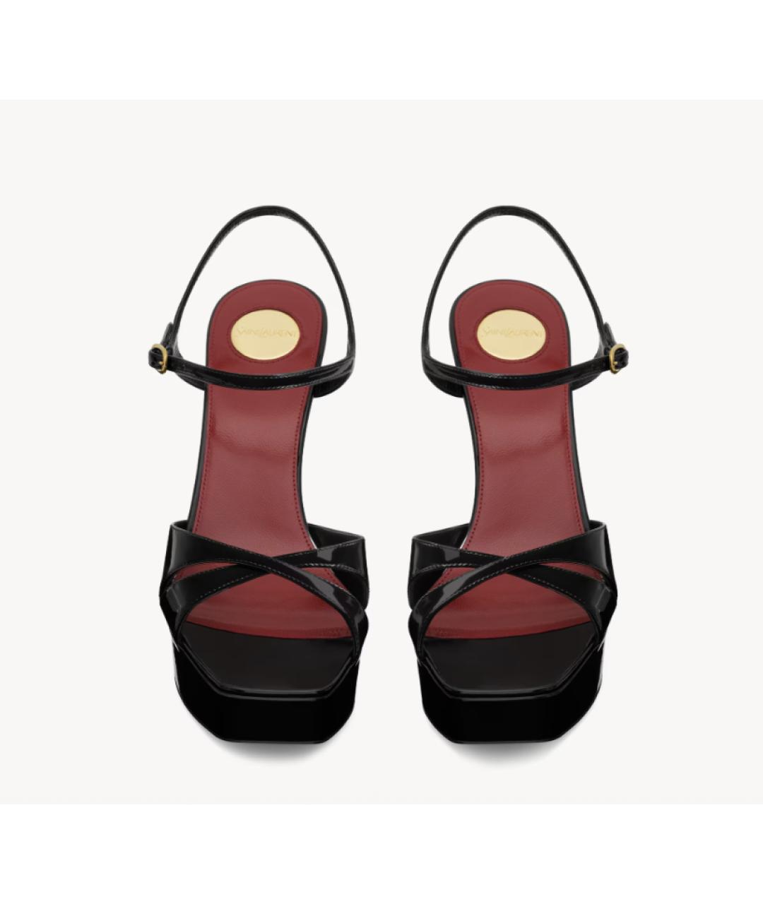 SAINT LAURENT Черные босоножки из лакированной кожи, фото 2