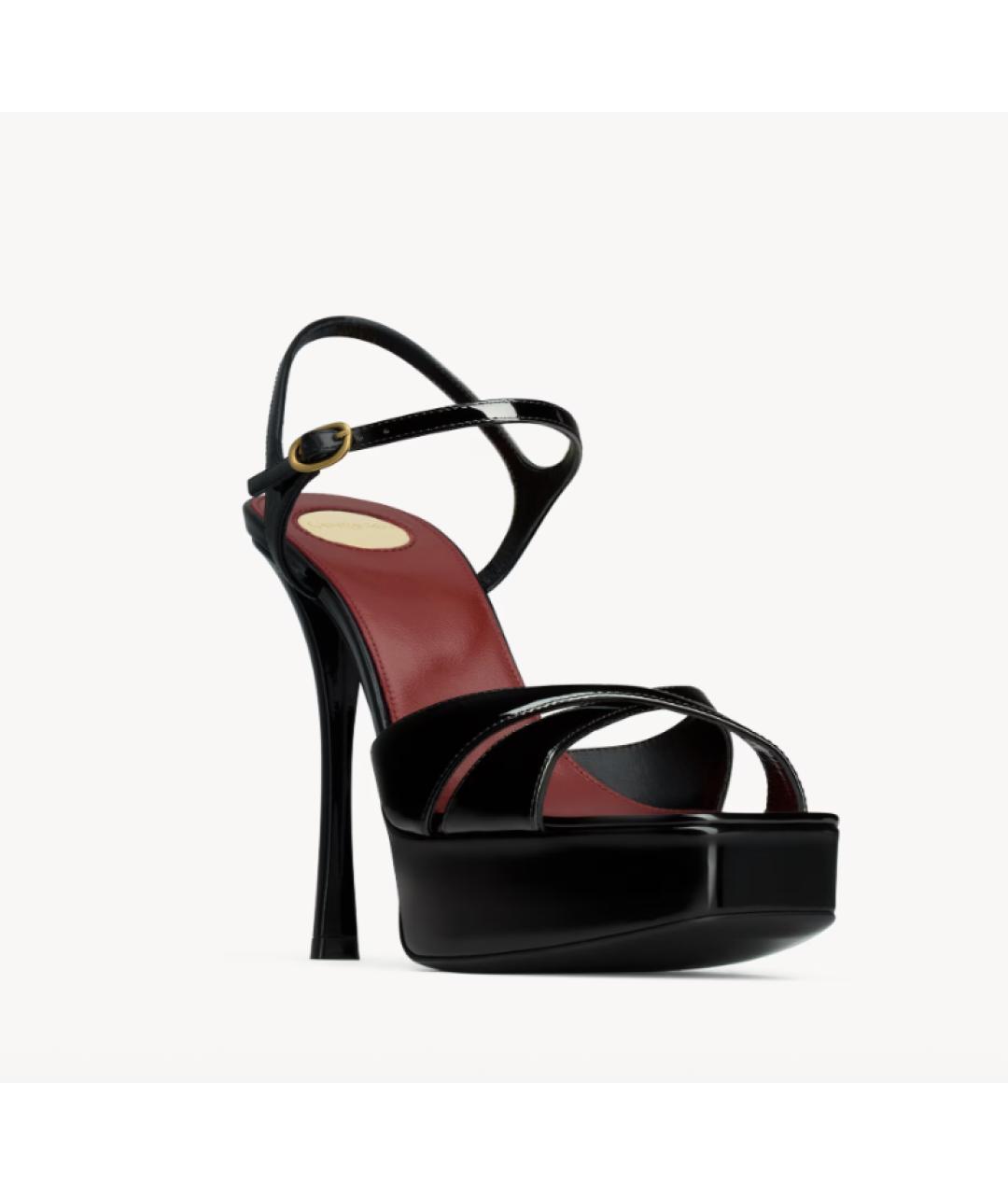 SAINT LAURENT Черные босоножки из лакированной кожи, фото 3