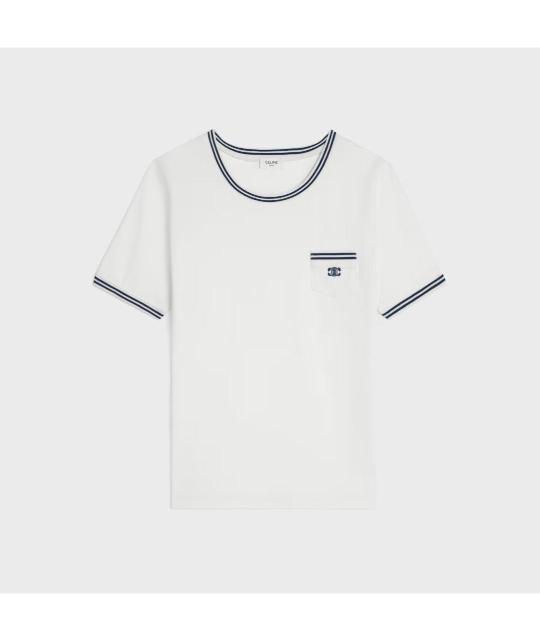 CELINE Белая хлопковая футболка, фото 6
