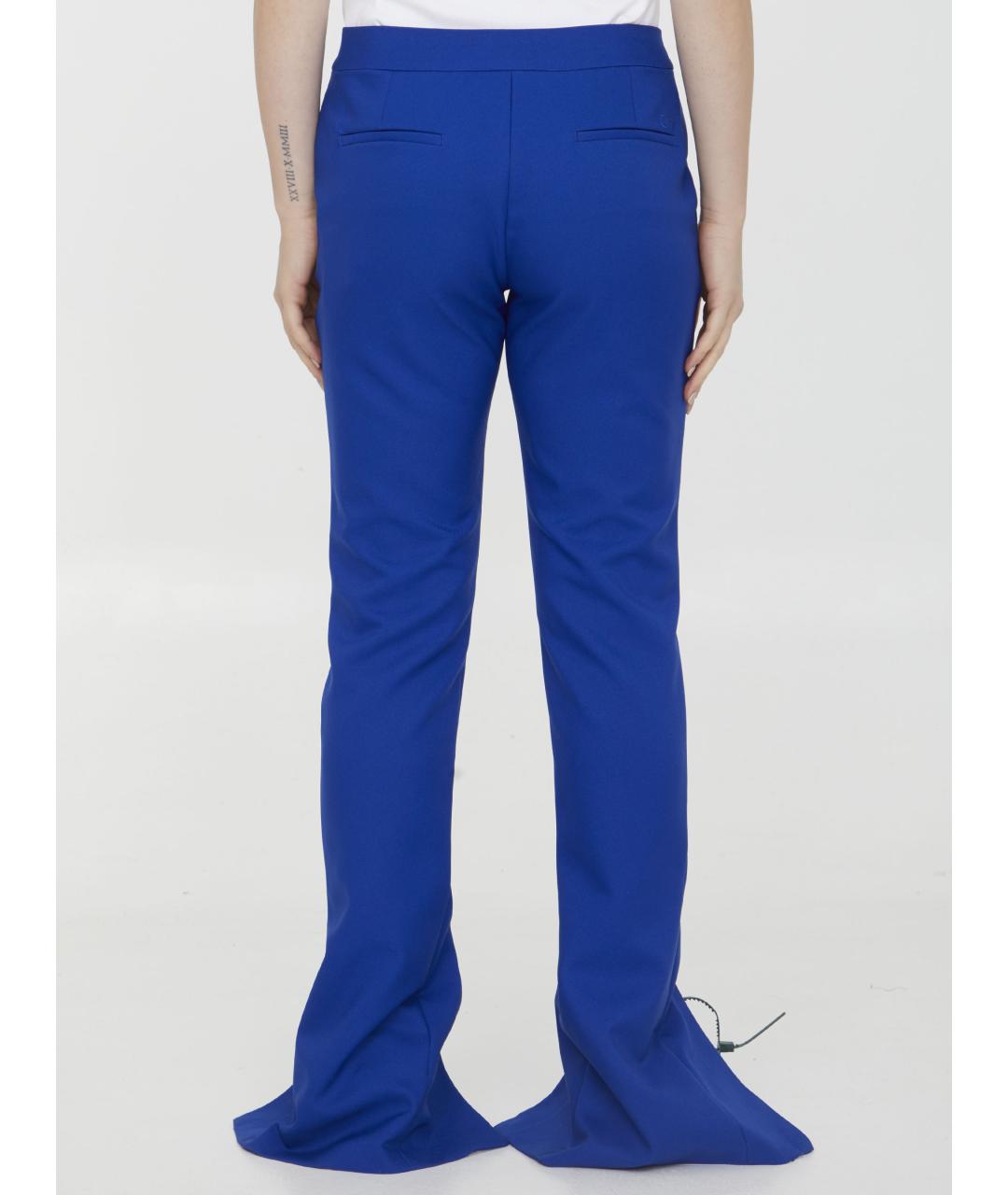 OFF-WHITE Синие полиэстеровые прямые брюки, фото 5