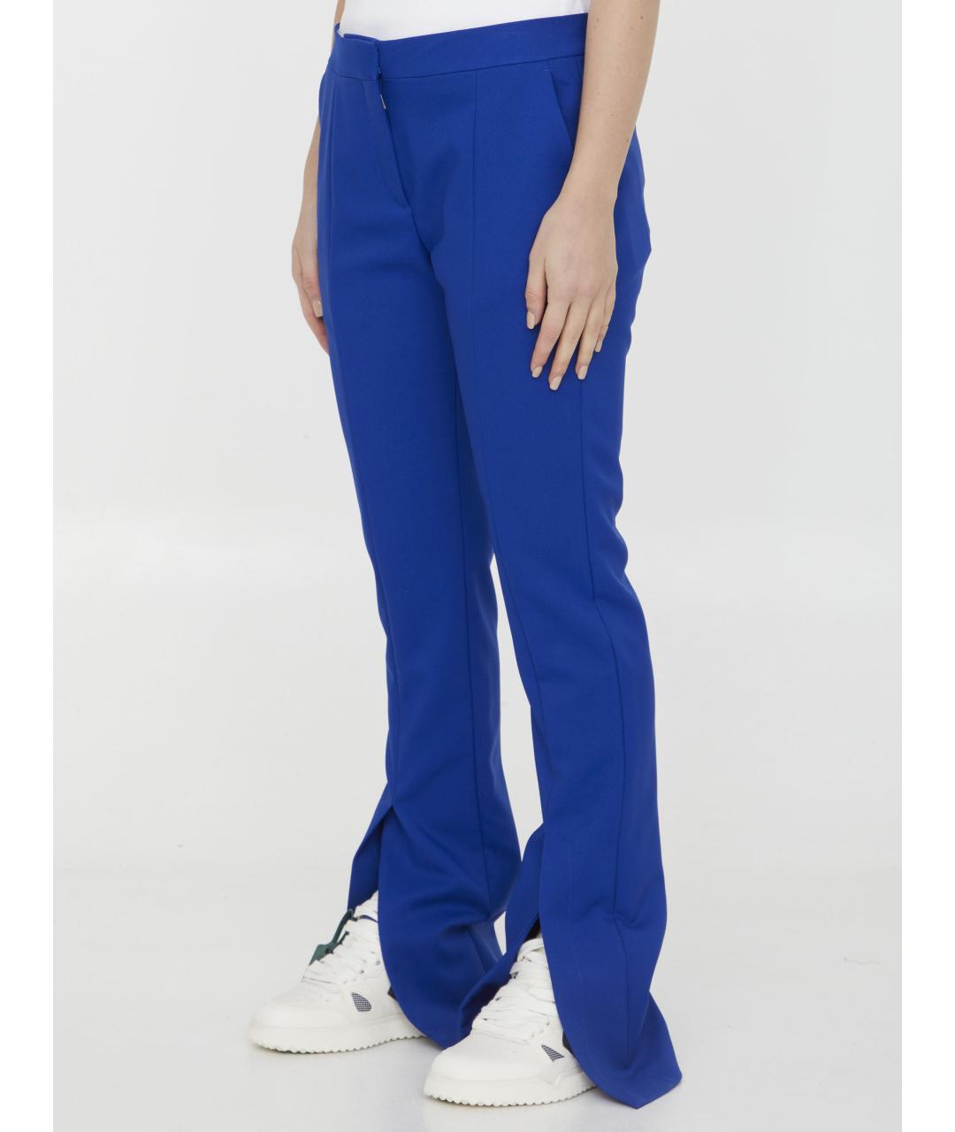 OFF-WHITE Синие полиэстеровые прямые брюки, фото 3