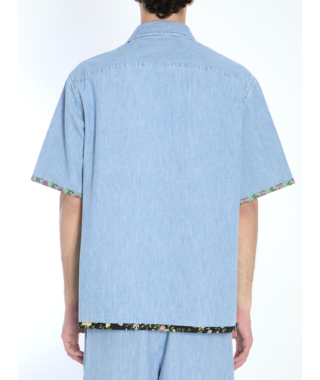 VALENTINO Голубая хлопковая кэжуал рубашка, фото 5