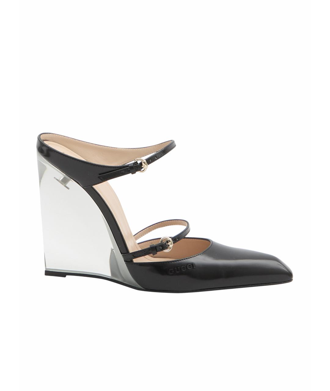 GUCCI Черные кожаные мюли, фото 1