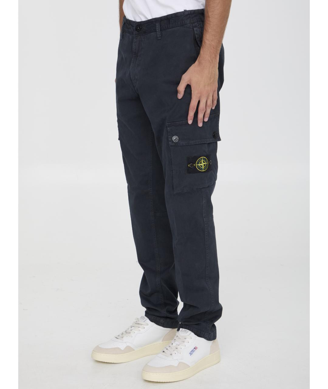 STONE ISLAND Синие хлопковые повседневные брюки, фото 3