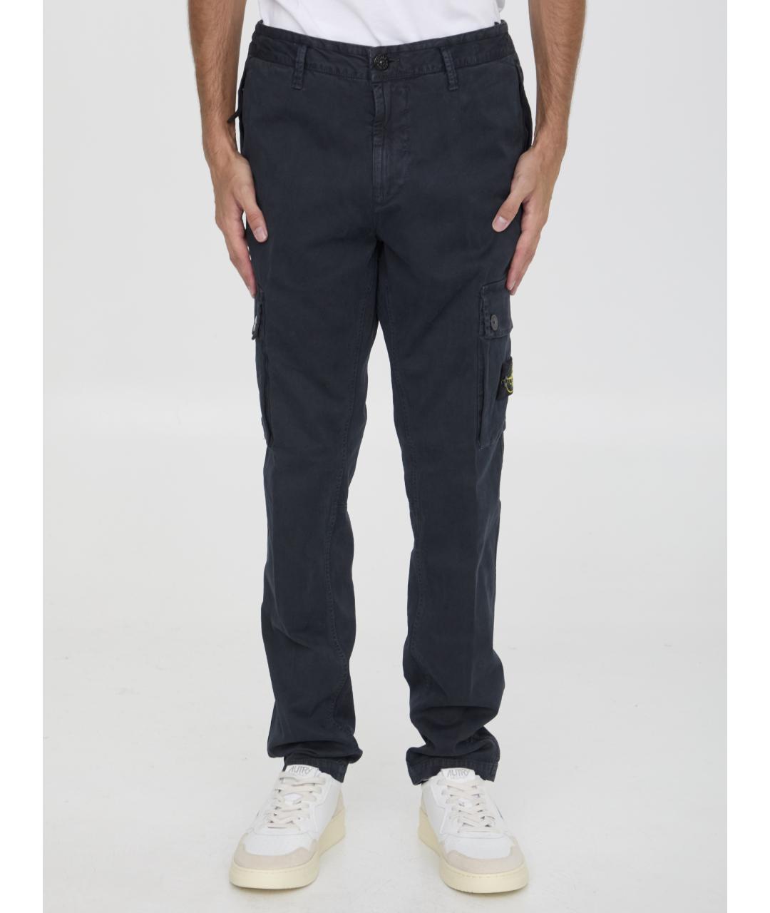 STONE ISLAND Синие хлопковые повседневные брюки, фото 2