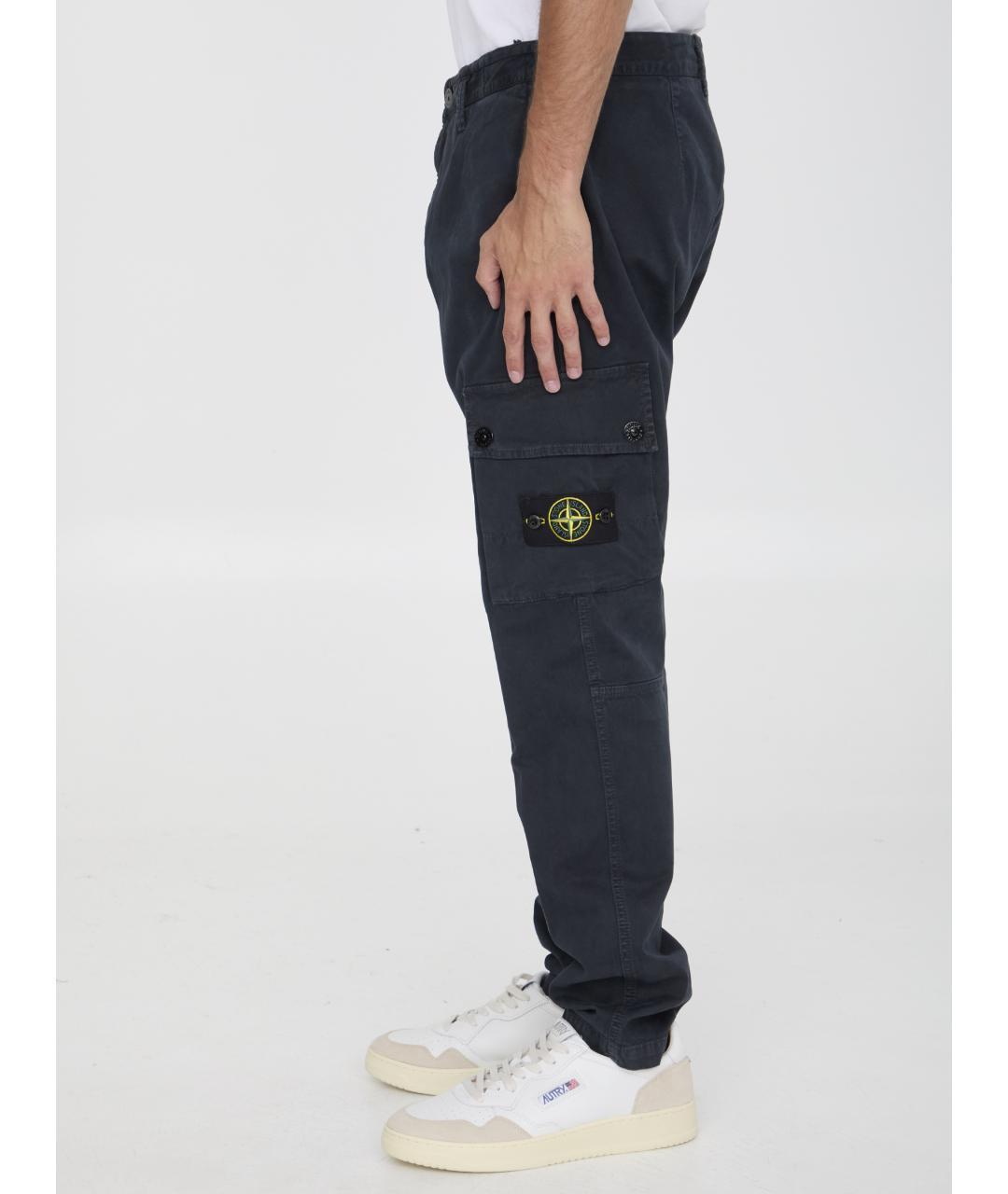 STONE ISLAND Синие хлопковые повседневные брюки, фото 4