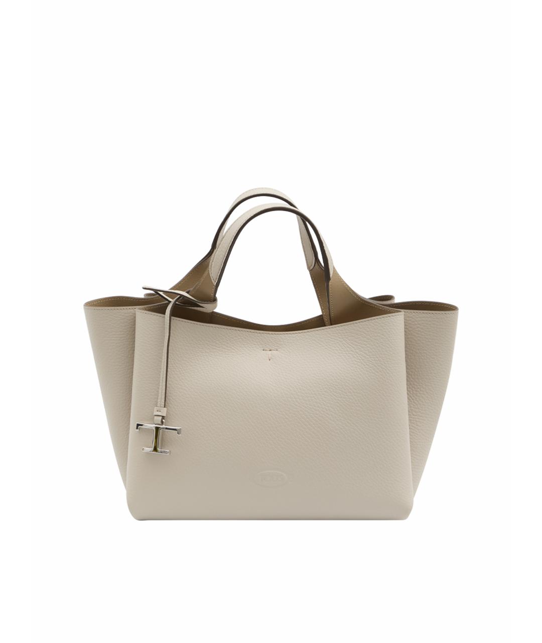 TOD'S Бежевая кожаная сумка тоут, фото 1