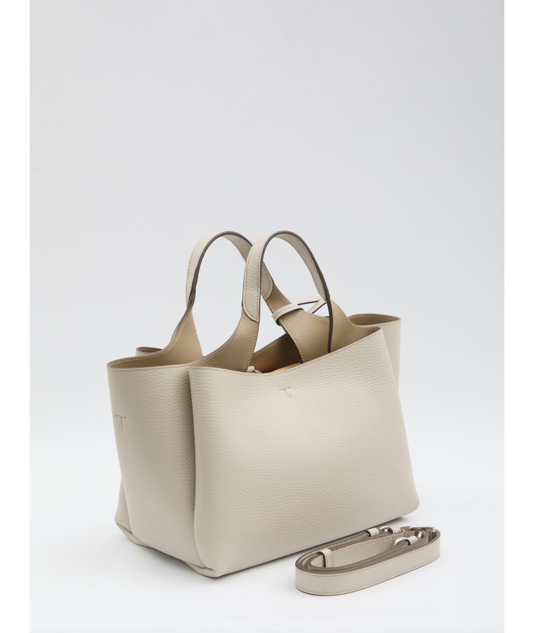 TOD'S Бежевая кожаная сумка тоут, фото 2