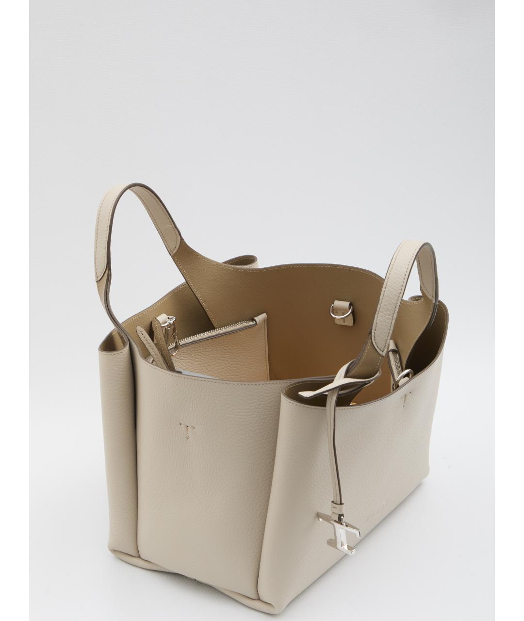 TOD'S Бежевая кожаная сумка тоут, фото 4