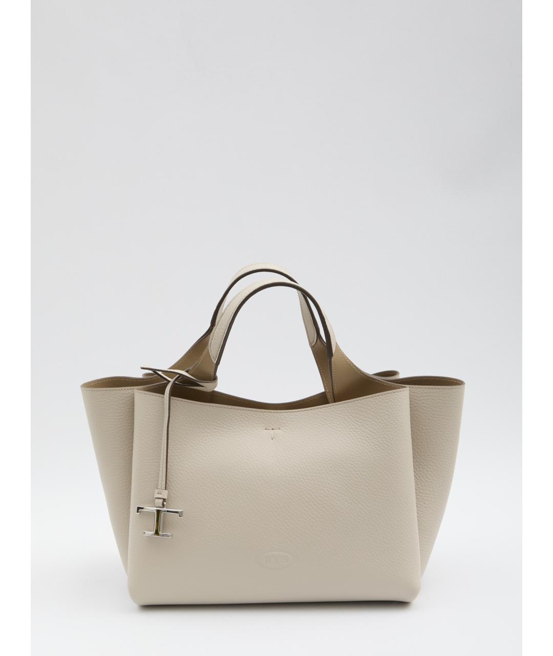 TOD'S Бежевая кожаная сумка тоут, фото 5