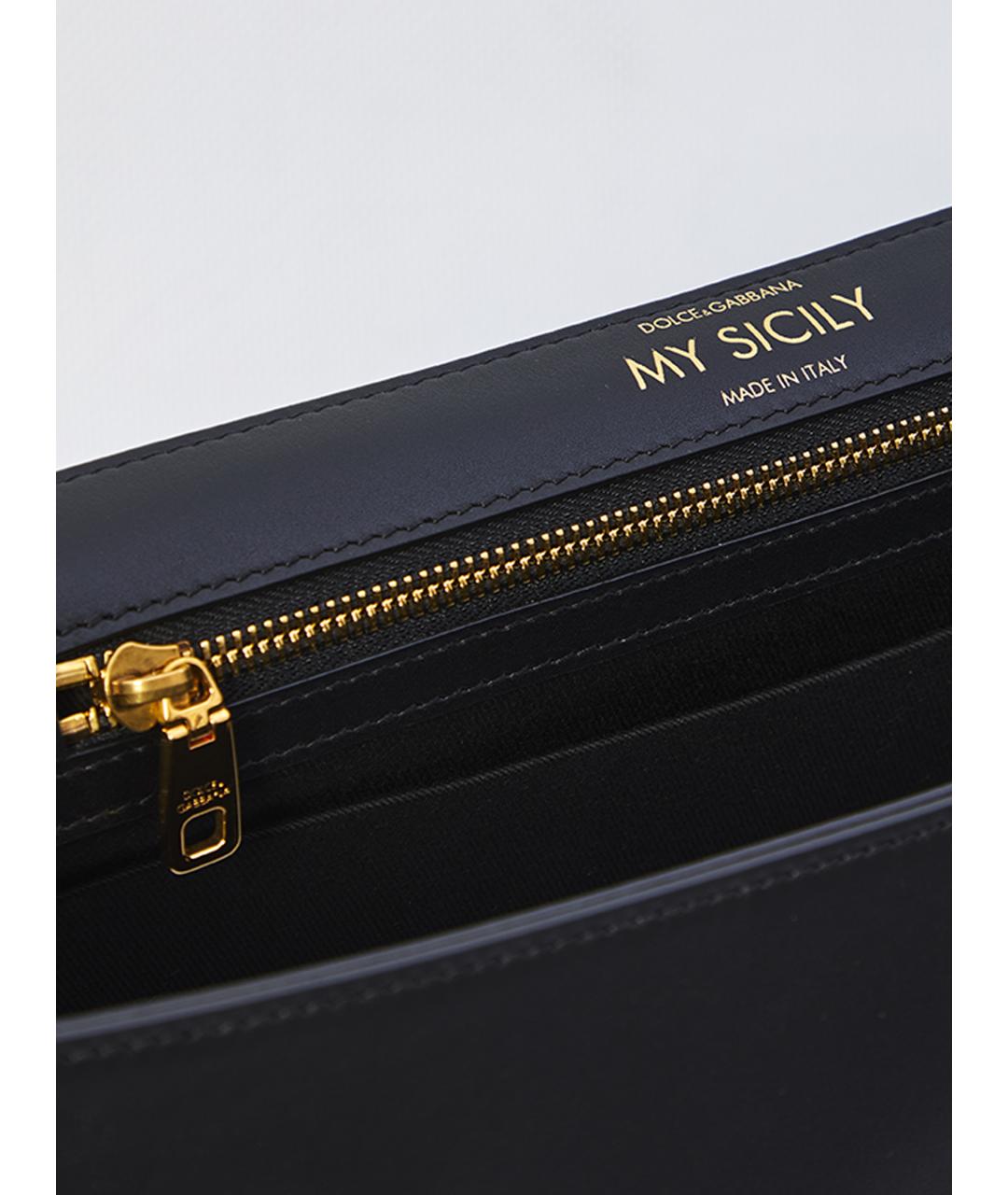 DOLCE&GABBANA Черная кожаная сумка через плечо, фото 4