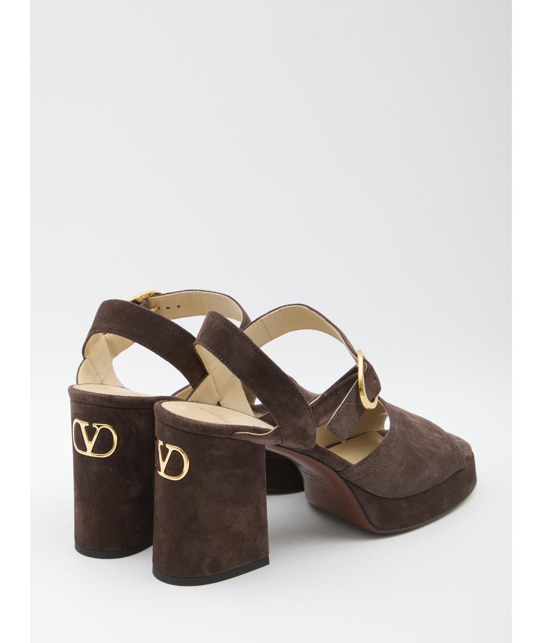 VALENTINO Коричневые замшевые босоножки, фото 3