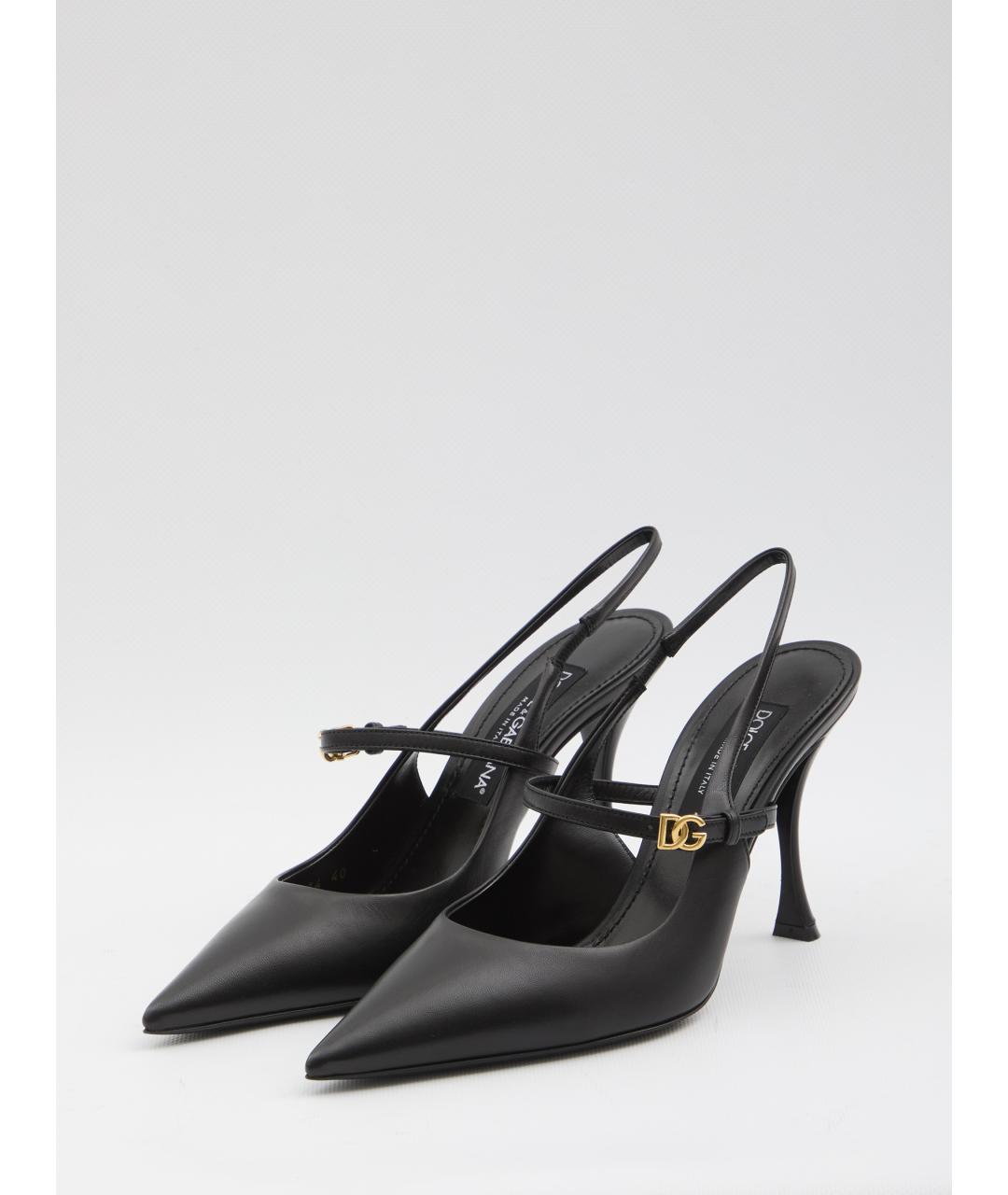 DOLCE&GABBANA Черные кожаные туфли, фото 2